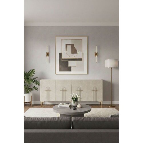 Hanah home komoda Ida 180, 180 cm, bela / travertin / zlatna Cene