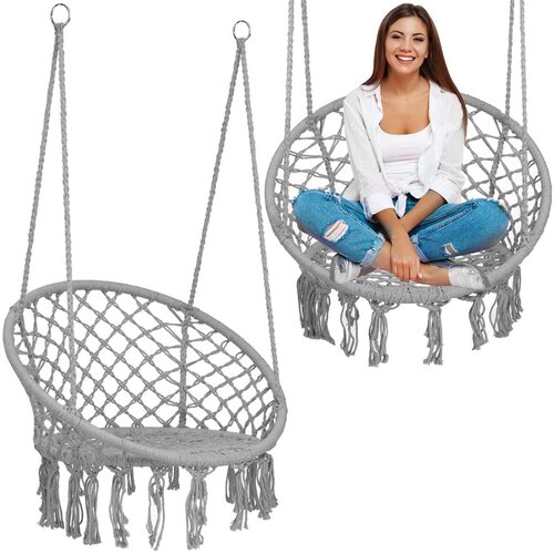 Sofotel Stylish Gray Boho Hanging Garden Swing Chair for Ultimate Relaxation, (21740813) Cene