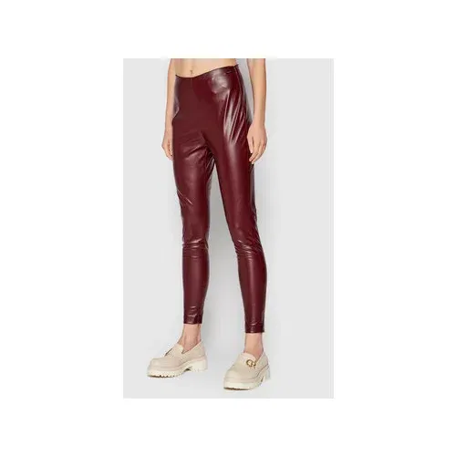 Liu Jo Hlače iz umetnega usnja WF1567 E0392 Bordo rdeča Skinny Fit