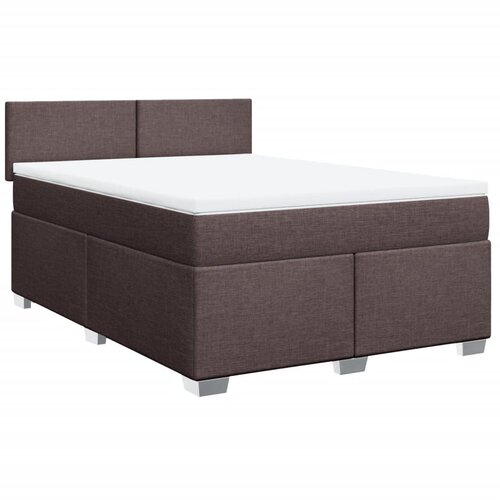 VidaXL Krevet s oprugama i madracem tamnosmeđi 140 x 190 cm od tkanine Slike