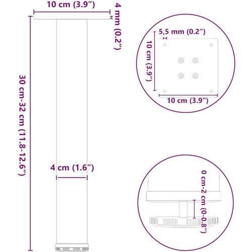  Noge stolića za kavu 4 kom bijele 30-32 cm čelik Slike