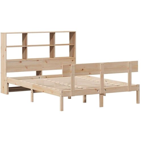 VidaXL Krevet s regalom za knjige bez madraca 160x200 cm od borovine Slike
