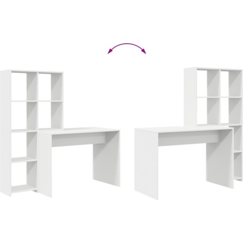 VidaXL Stol s policom s pohranom Bijela 138.5 x 55 x 143 cm Konstruirano drvo Slike