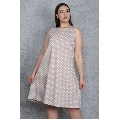 Şans Women's Plus Size Mink Point Patterned Dress
