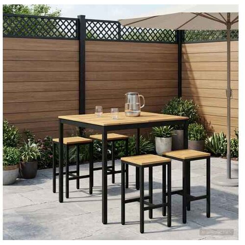 VidaXL Vrtni Bar Miza Bela in črna 110 x 108,5 x 105 cm Slike