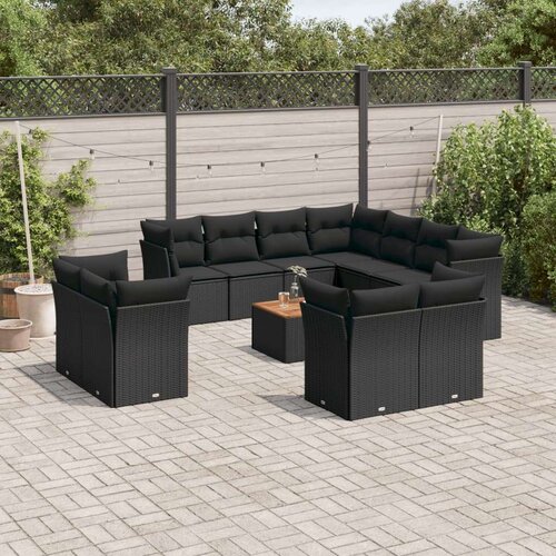  12-dijelni set vrtnih sofa od poliratana s jastucima crni Cene