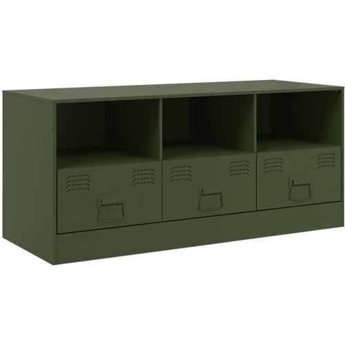 Maison Chic TV omarica - TV enota - Televizijska omarica olivno zelena 99x39x44 cm jeklo, (21699669) Slike