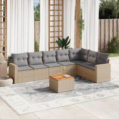 vidaXL 8-dijelni set vrtnih sofa od poliratana s jastucima bež Cijene