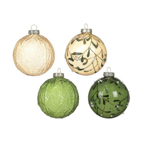 DEKOR DOM dekoracija - hanging bauble glass 8cm 070794 - yellow/green assorted - kmg ( 045644 ) Slike