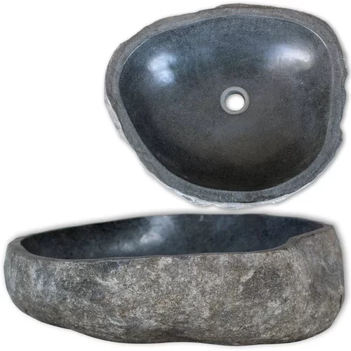 vidaXL Umivalnik iz rečnega kamna ovalen 45-53 cm, (20789109)