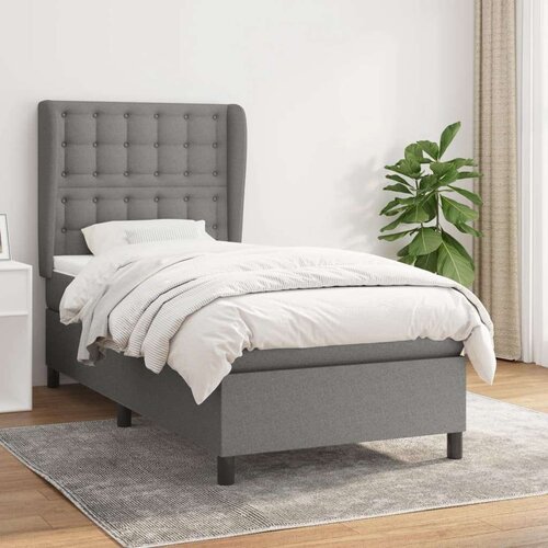  Box spring postelja z vzmetnico temno siva 80x200 cm blago, (20900455) Cene
