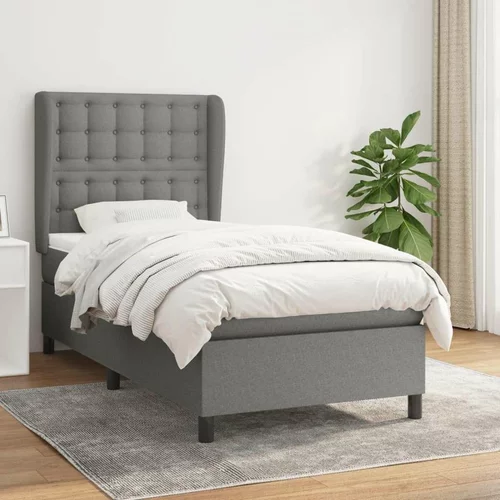  Box spring postelja z vzmetnico temno siva 80x200 cm blago, (20900455)