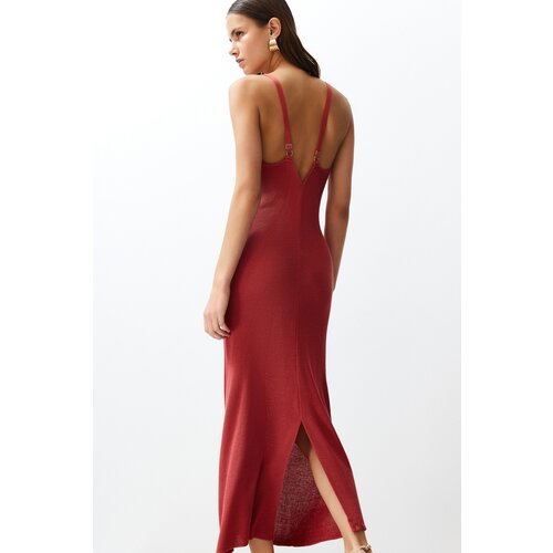 Trendyol Dried Rose Dried Rose Maxi Knitwear Basic Dress Knitwear Maxi Dress Cene