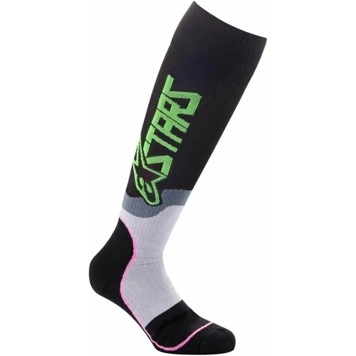 Alpinestars Nogavice MX Plus-2 Socks Black/Green Neon/Pink Fluorescent L