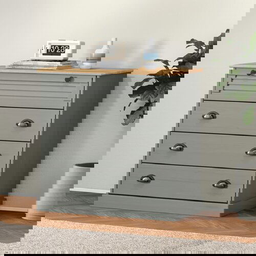 VidaXL Ladičar VIGO sivi 80 x 40 x 76 cm od masivne borovine Slike