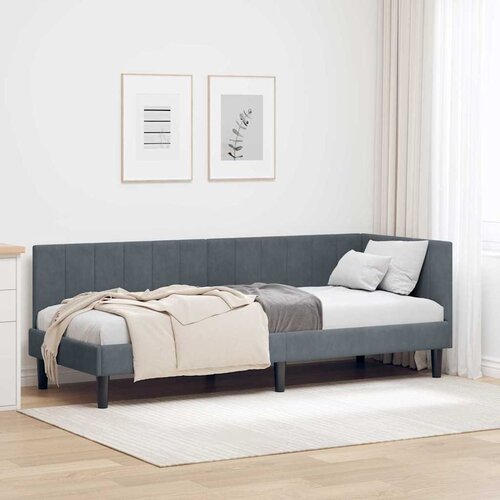 vidaXL Kutni okvir kreveta s uzglavljem Tamno siva 80 x 200 cm Baršun Cene