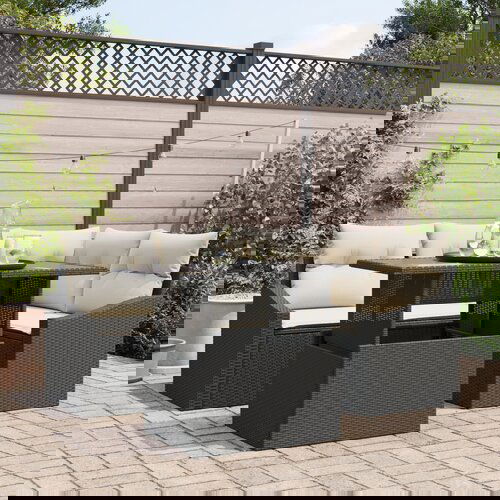 vidaXL Vrtni sofa set Set od 5 Crna Ratan Vrtni sofa set Pravokutni Cijene