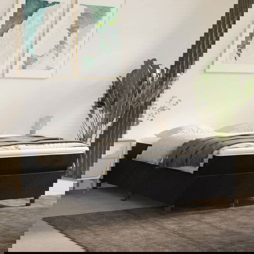 The Living Store Posteljni okvir črn 140x190 cm žamet - Box Spring Posteljni Okvir, (21490321) Cene