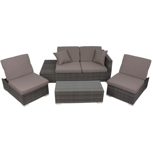 Garden Pleasure Siva vrtna lounge garnitura od umjetnog ratana za 4 Alcudia - Slike
