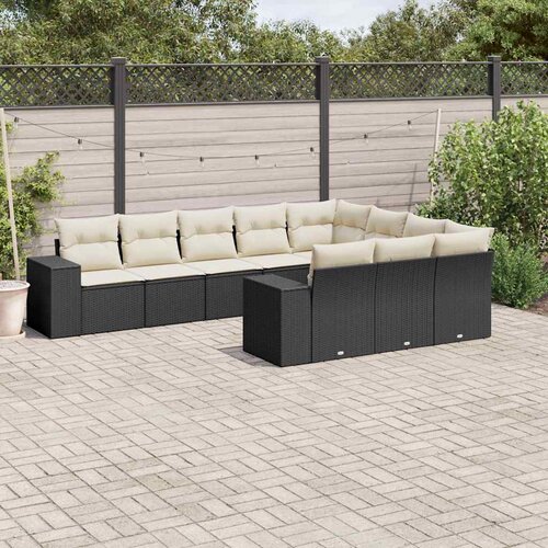  10-dijelni set vrtnih sofa s jastucima crni od poliratana Cijene