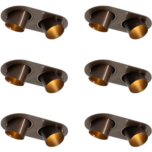 QAZQA Set van 6 inbouwspots donkerbrons GU10 35mm kantelbaar 2-lichts - Installa Slike