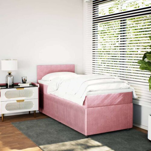 VidaXL Box spring krevet s madracem ružičasti 90x190 cm bar&amp;scaron;unasti Slike