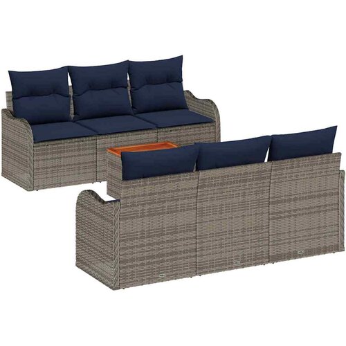 VidaXL Vrtna sedežna garnitura 7 pcs Siva Poly ratan, (5000063224) Slike