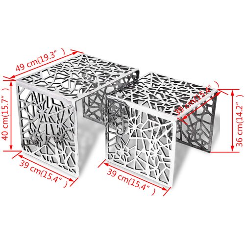  Dvodijelni Bočni Stolići Aluminijski Srebrna boja Slike