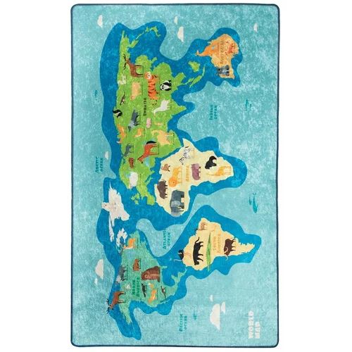 Chilai plavi dječji protuklizni tepih Map, 100 x 160 cm