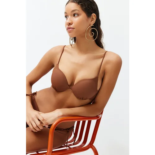 Trendyol Brown Balconette Push Up Bikini Top