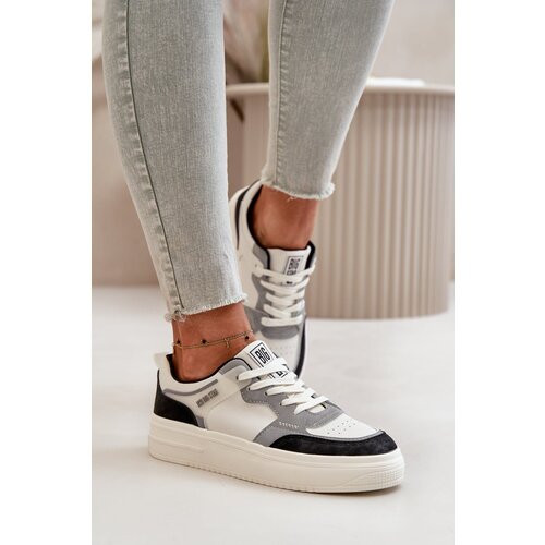 Big Star Women's low sneakers made of eco leather white-gray Cene