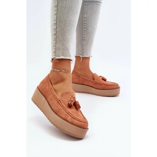 Kesi Women's platform loafers with fringes, orange Mialani