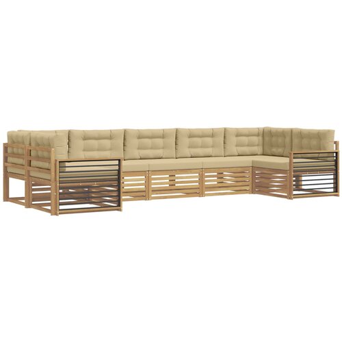 vidaXL Zunanja garnitura za sedenje z blazino 7 pcs Bela in bež, (5000279525) Cene