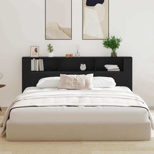  Glava kreveta s ormarićem Crni hrast 220 x 18,5 x 102,5 cm Slike