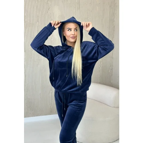 Kesi Velour set kangaroo sweatshirt + trousers navy blue