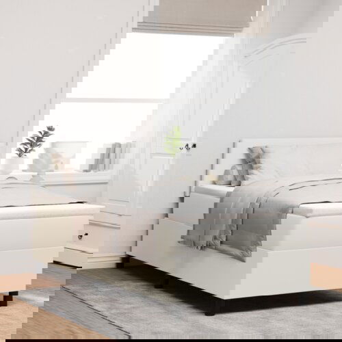 Box Spring Krevet s Madracem &amp LED Krem 90x200 cm Kordura tkanina Cijene