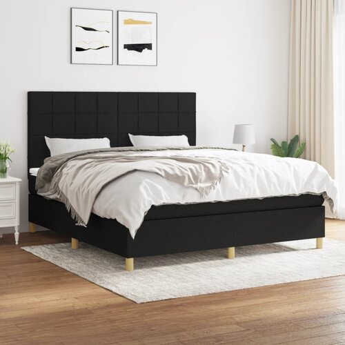 VidaXL Box spring postelja z vzmetnico črna 180x200 cm blago Slike