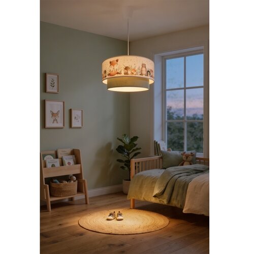  Brilagi- LED dečji luster na sajli BOBO 1xE27/10W/230V prečnik 40 cm bela/zelena/sa motivom životinja Slike