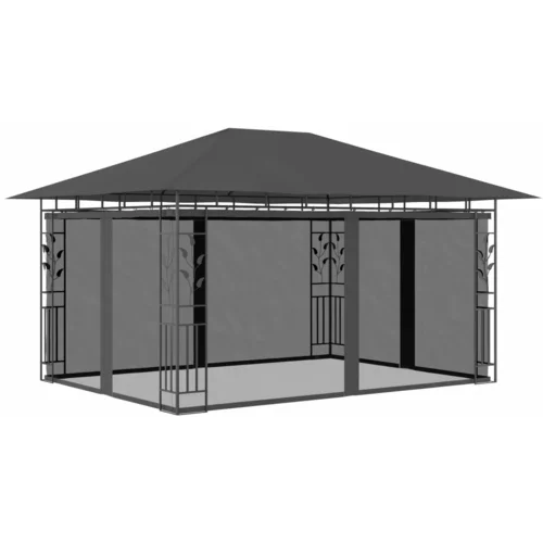 vidaXL Paviljon z mrežo proti komarjem 4x3x2,73 m antraciten 180 g/m², (20729685)