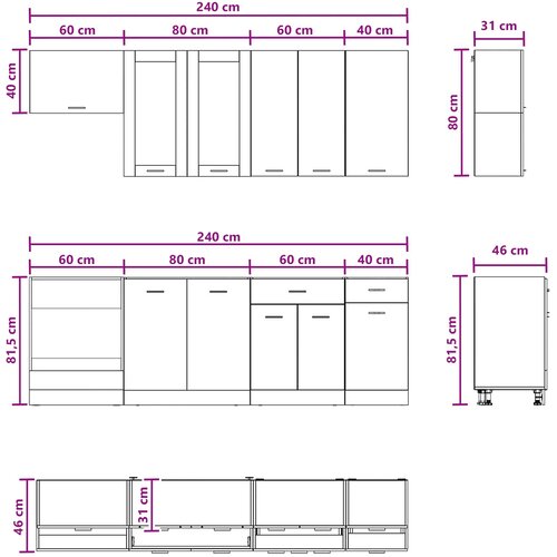  Kuhinjska jedinica LYON 8 pcs Staro drvo Konstruirano drvo Slike