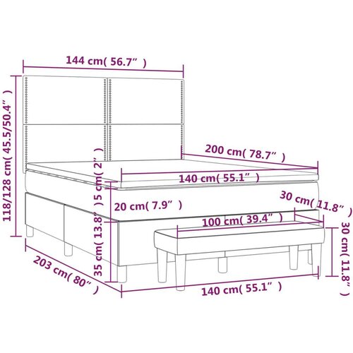 Krevet s oprugama i madracem tamnosivi 140x200 cm bar&amp;scaron;unasti Slike