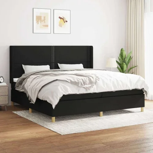  Box spring postelja z vzmetnico črn 200x200 cm blago, (20851642)