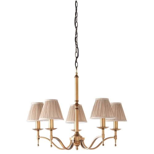 Endon 63627 - Luster na lancu STANFORD 5xE14/40W/230V mesing/bež Slike
