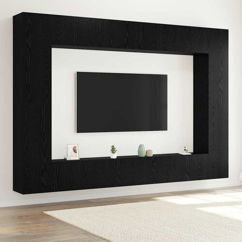  Set TV komoda Zidne 8 pcs Crni hrast 100 x 30 x 30 cm Cijene