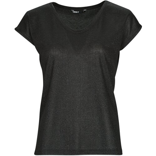 Only ONLSILVERY S/S V NECK LUREX TOP JRS Crna Slike