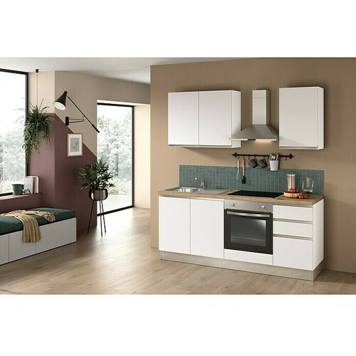 Marinelli Cucine Montažna kuhinja Luce (&amp;Scaron;irina: 195 cm, Bijela, S električnim uređajima, Sudoper na lijevoj strani) Slike