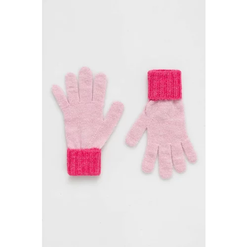 United Colors Of Benetton Otroške rokavice s primesjo volne roza barva