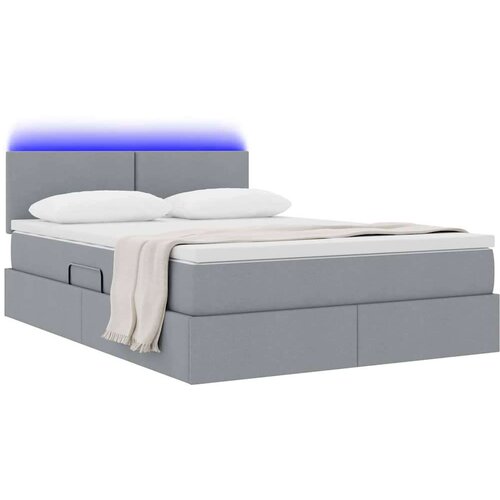  Krevet S LED lampica Svijetlo siva 140 x 190 cm tkanina Slike