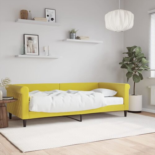 VidaXL Dnevna postelja z vzmetnico rumena 90x200 cm žamet Slike