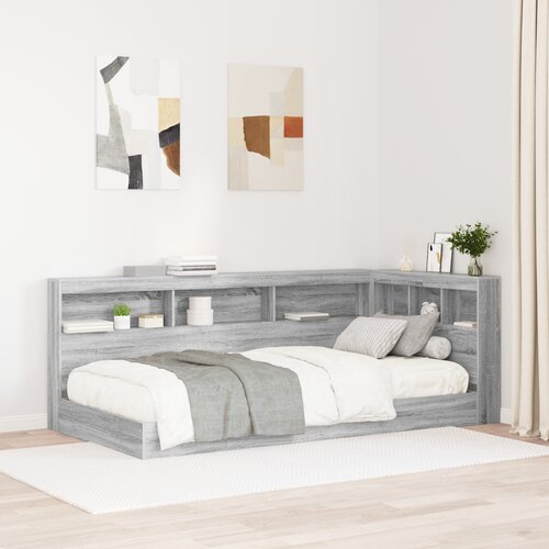 vidaXL Krevet sa policama Sivi Sonoma 90x200 cm Inženjersko drvo Cijene